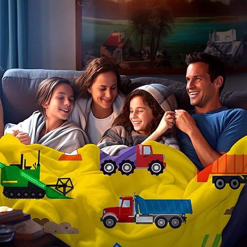 Miniatura 5 de Manta de construcción de camión linda súper suave, manta de franela súper suave, mantas de tractor, mantas de ropa de cama para niños, niñas y
