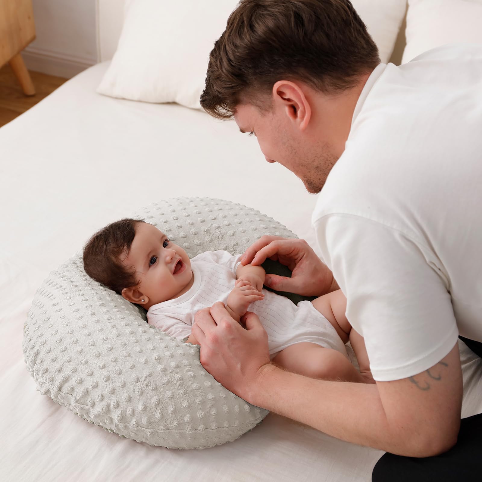 Almohada de lactancia y posicionador corporal para bebés con funda de alta calidad para lactancia materna para bebés, niños y niñas, almohada de alimentación con funda de almohada transpirable y