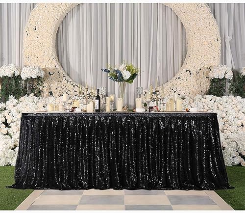 Miniatura 3 de Eternal Beauty Falda de mesa de lentejuelas de 14 pies para fiesta, boda, cumpleaños, baby shower, decoración de vacaciones (L14 pies de alto, 30