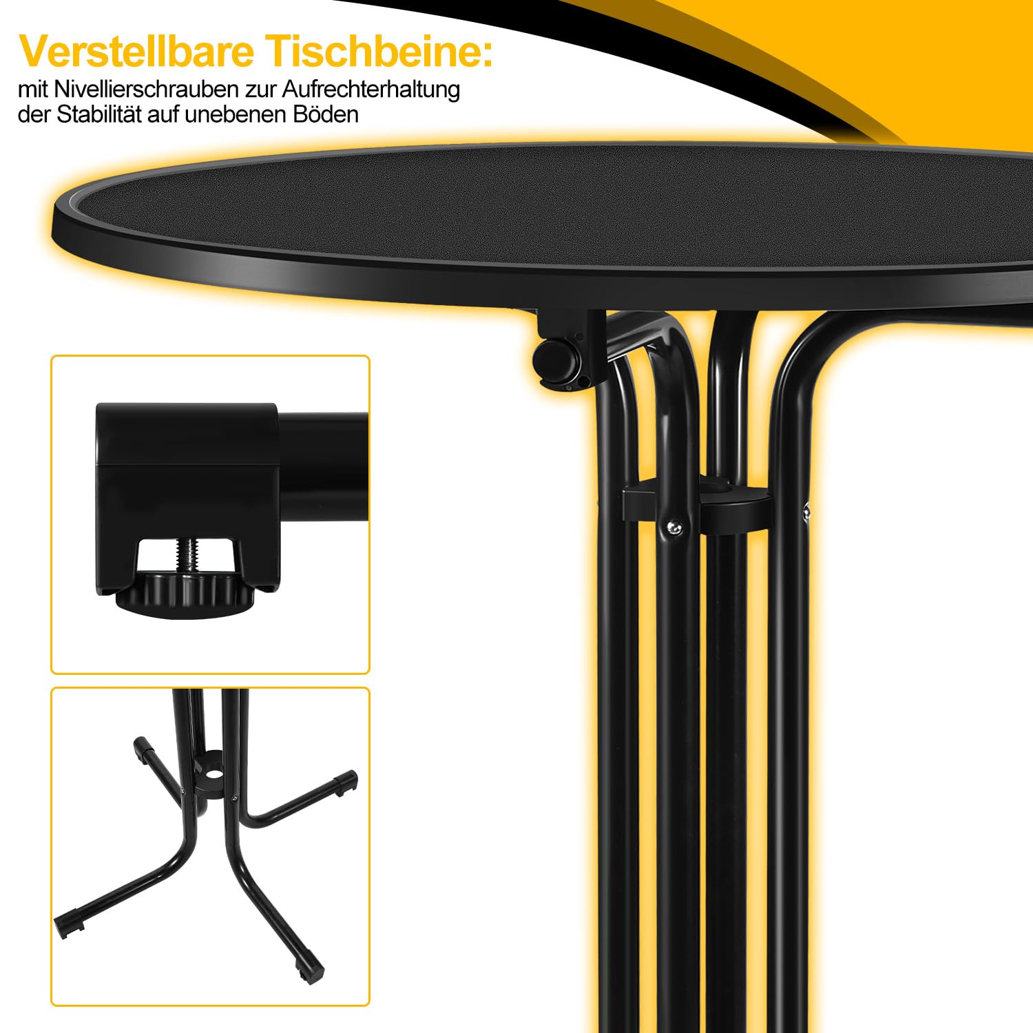 2er Set Stehtisch Klappbar 80 cm Outdoor Schwarz Stehtische Klappbar Höhenverstellbar Stehtisch mit Husse Bartisch Rund 110cm Hoch Bistro Tisch Indoor