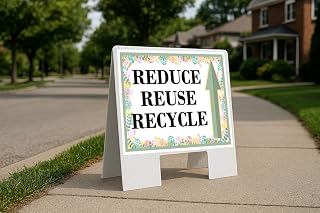 Reduce Reuse Recycle Easter Spring Pastel Eggs Up Arrows A-Frame Single Sided 23x23 in. Yard Road Sign
