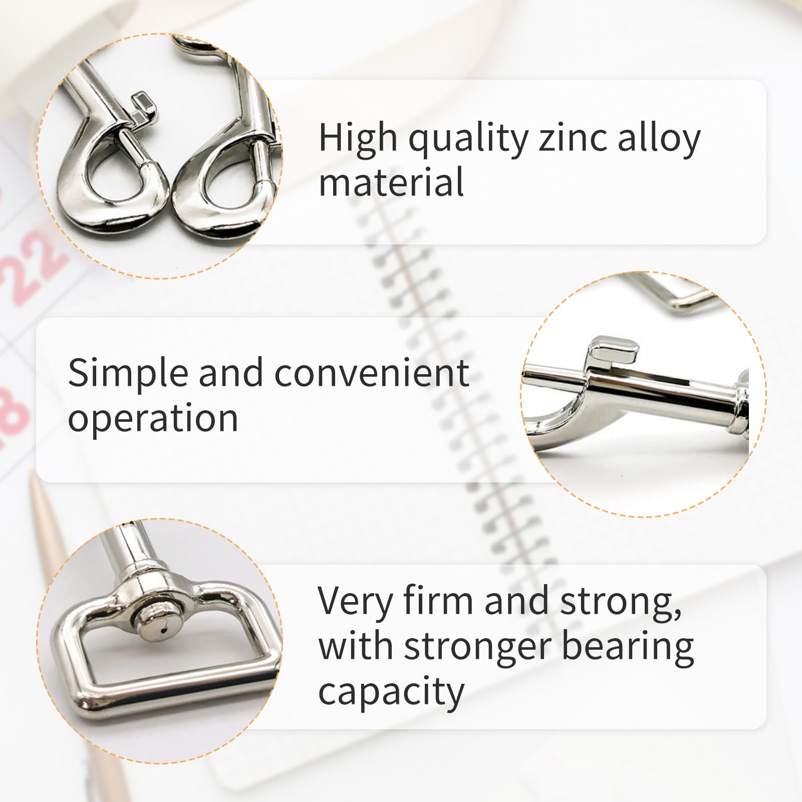 Swivel Snap Hooks, 10 Pcs 360°Swivel Eye Bolt Snap Hook, Clips Clasp, Heavy Duty Swivel Trigger Hooks Clip - Image 3