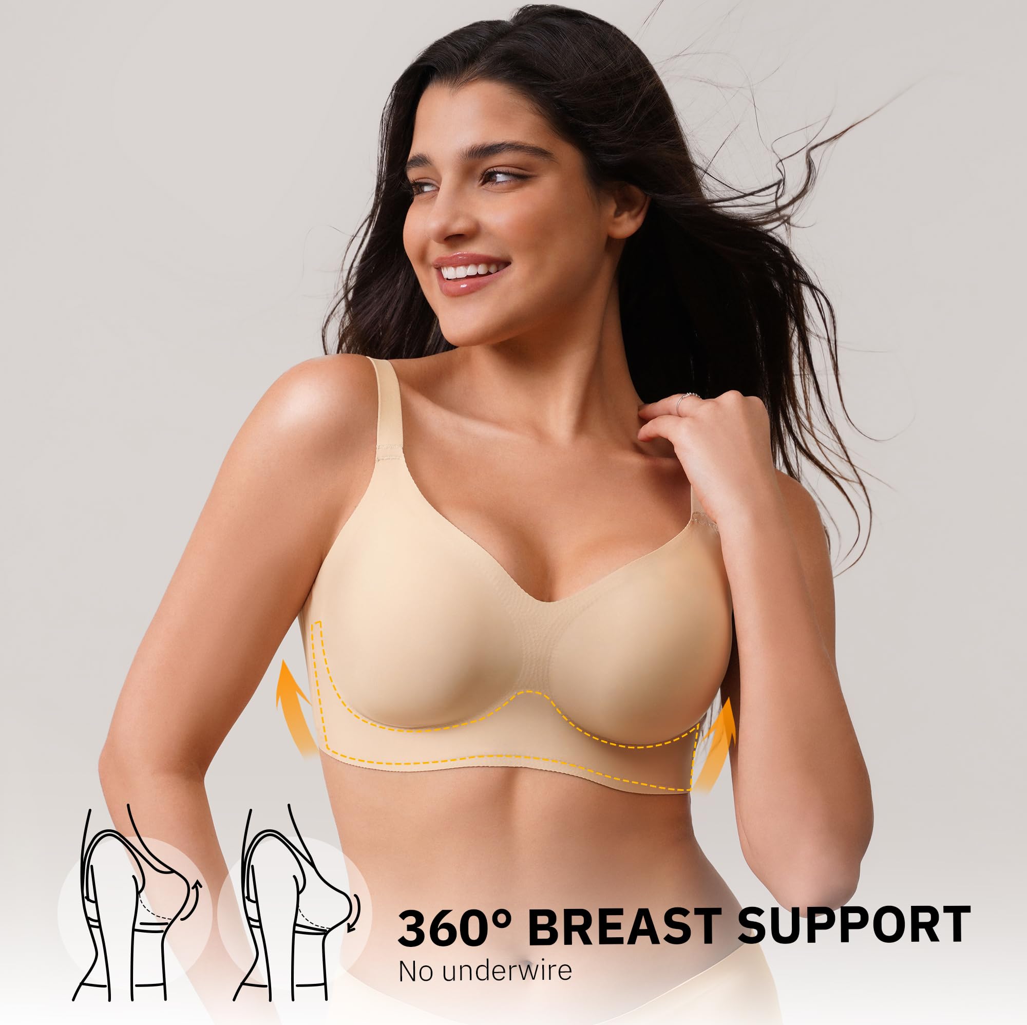 CLOSEMATE Reggiseno Senza Ferretto Reggiseni Donna con Scollatura a V Comfort Brassiere Bralette Elasticizzato Push Up Seamless Bras