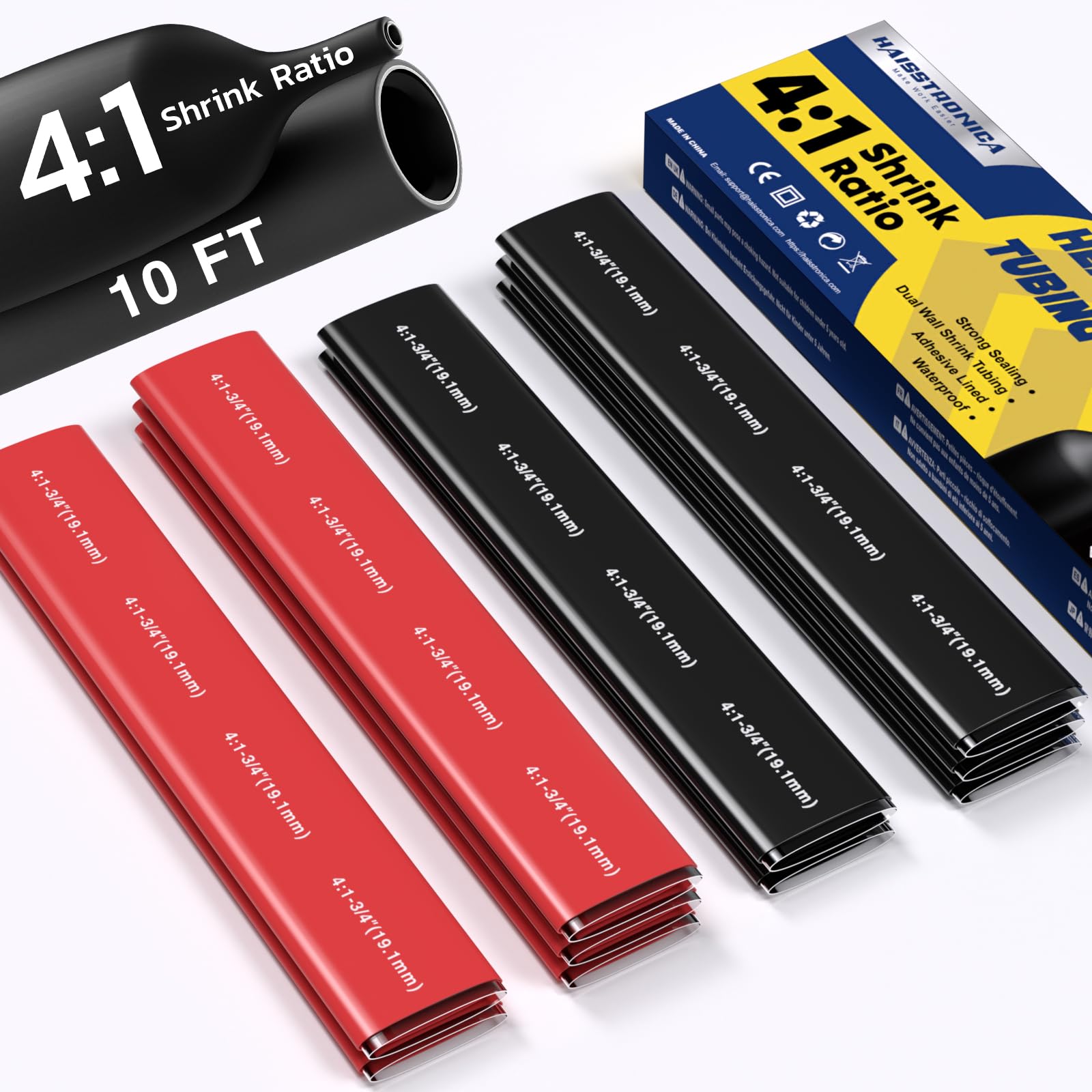 Haisstronica Heat Shrink Tubing Kit - 10ft 4:1 -1