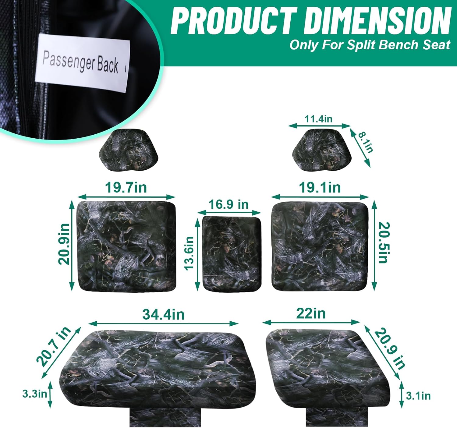 StarknightMT UTV Uforce 1000 Seat Covers, 1680D Waterproof Seat Cover Compatible with 2019-2024 CFMOTO UFORCE 1000, 2022 2023 2024 Uforce 1000 XL Front Seat UFORCE 1000 Accessories (Camo)