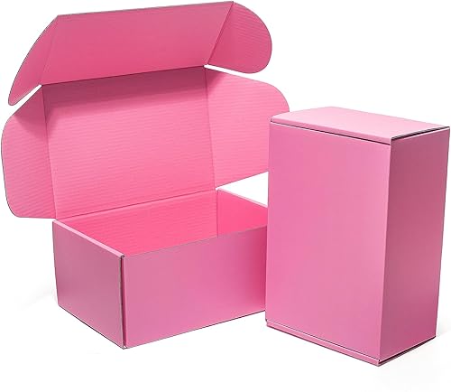 Cajas de envío de 9 x 6 x 4 pulgadas, paquete de 25 cajas de correo de cartón corrugado rosa para pequeñas empresas, bonitos artículos de embalaje