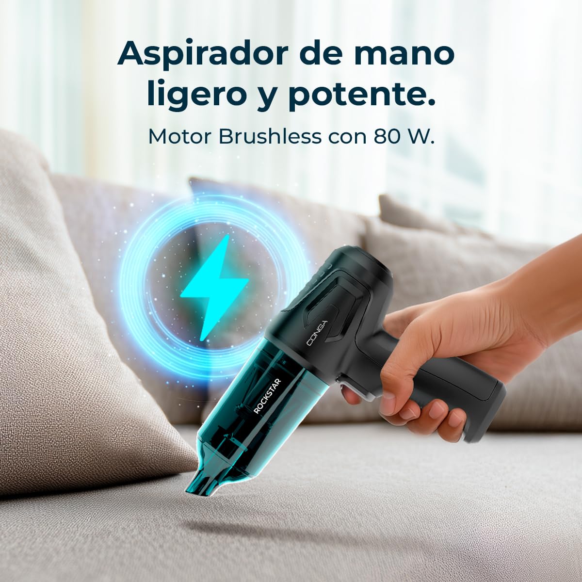 Cecotec Conga Rockstar Micro Hand Aspiradora de Mano sin Cable 80W 12kPa 2 Modos 25mins