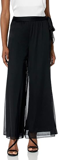 Alex Evenings Women's Wide Leg Chiffon Dress Pant (Petite Regular Plus Sizes)