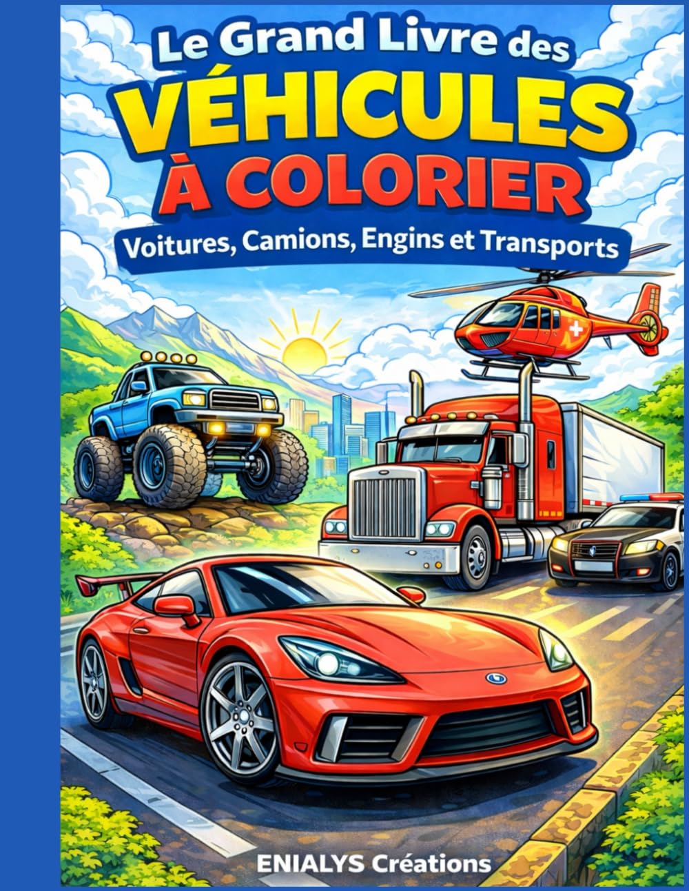 Le Grand Livre des Véhicules à Colorier: Voitures, Camions, Engins, Véhicules d’Urgence et du Futur – Coloriage pour Enfants de 8 à 12 Ans