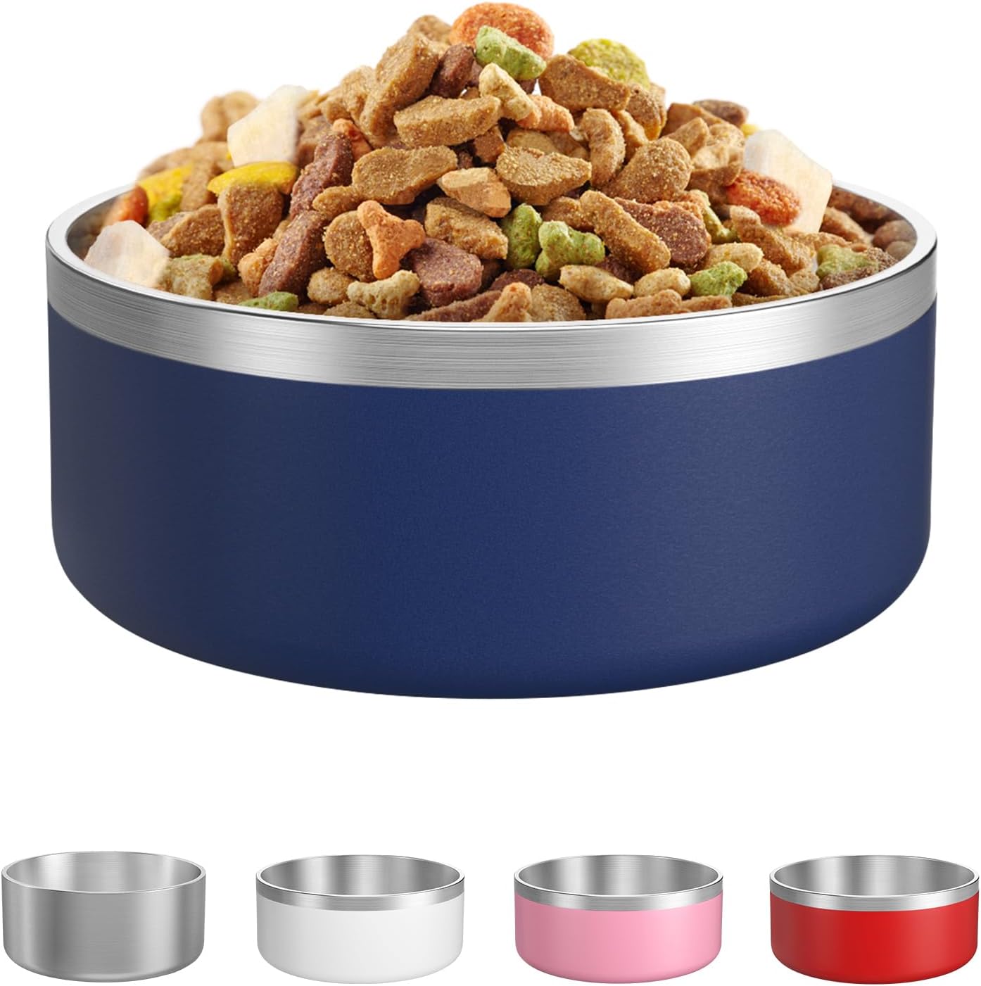 LIANLAI Stainless Steel Dog Bowls, Rust-Resistant Pet Bowls, Non Slip Dog Water Bowl, Versatile Feeding Bowls (Blue，64 oz)