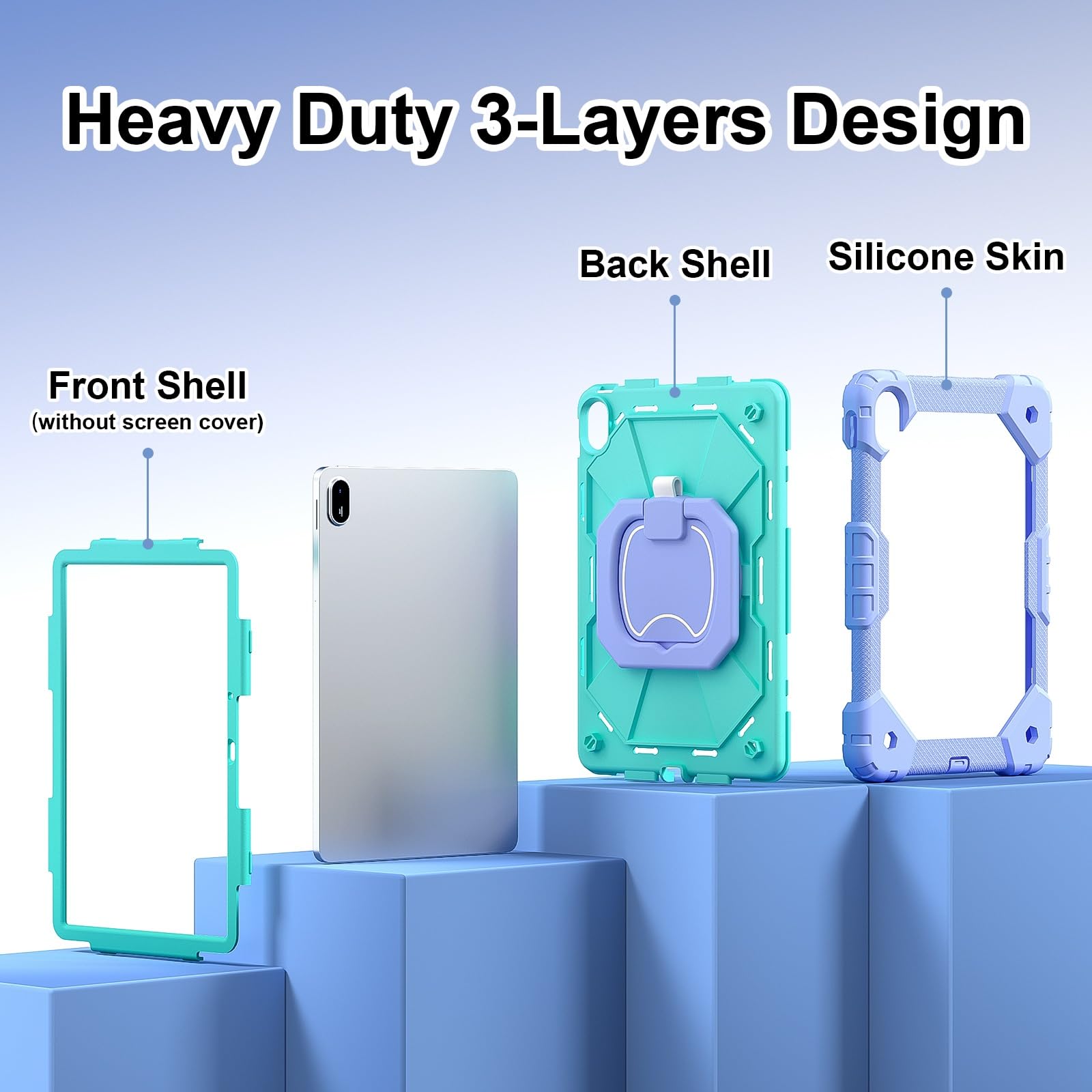 Etui do Huawei MatePad SE 27.9 cm wydane 2024 etui odporne na wstrząsy, etui ochronne W 360 obrotowa podpórka + pasek na rękę + pasek na ramię wytrzymały, odporny na wstrząsy dla Huawei MatePad SE