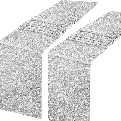 Poise3EHome Camino de mesa de boda con lentejuelas brillantes para decoración de mesa de baby shower (12 x 108 2 piezas, plateado)