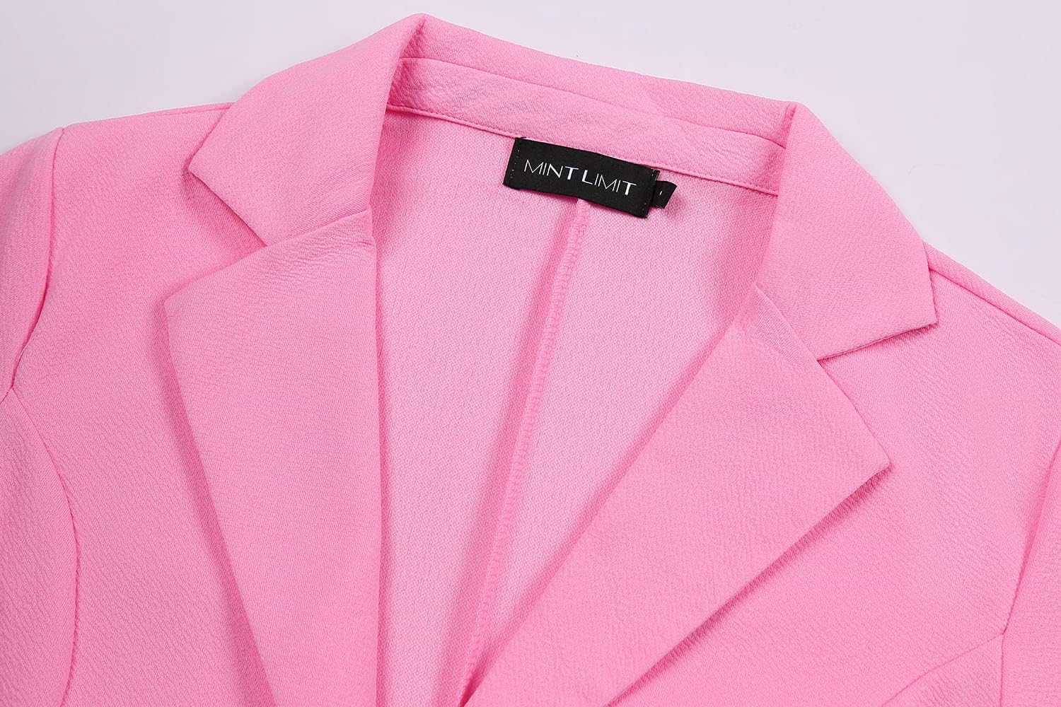 Unifizz Women's Button Front Blazers 3/4 Sleeve Work Office Blazer Notched Collar Lightweight Jacket #Pink,Size 2XL#
