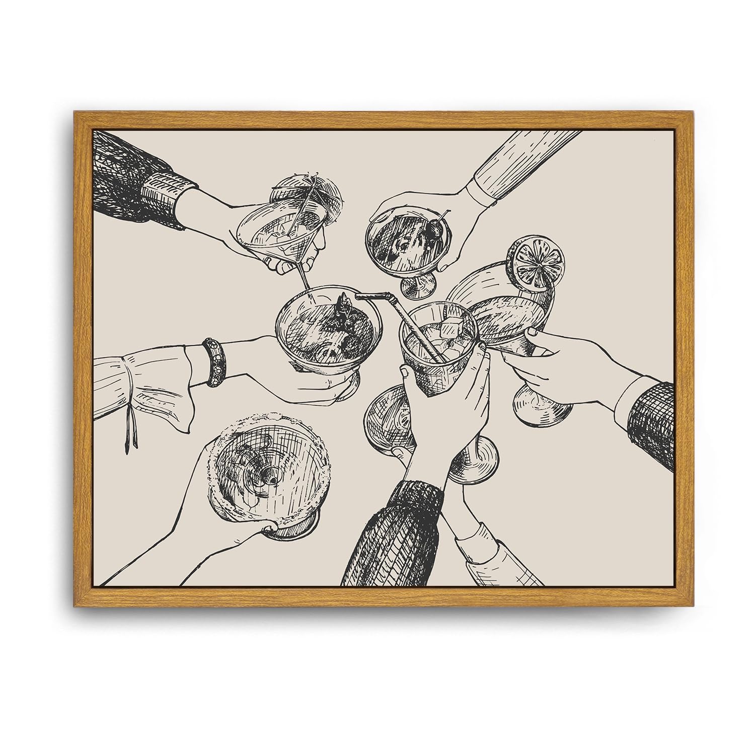 Roslynity Framed Canvas Wall Art Vintage Print Paintings Cheers Sign