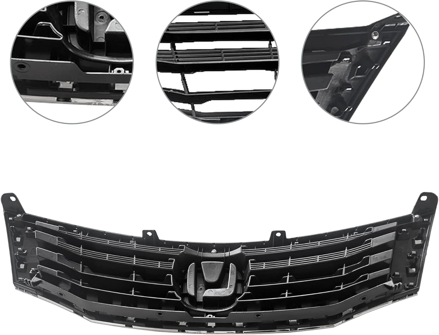 PartsFlow Front Bumper Grille Black With Chrome Mesh Grill For 2008 2009 2010 Honda Accord HO1202104