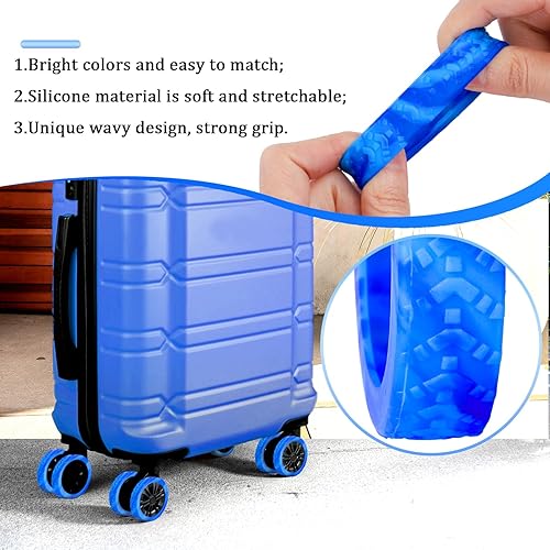 Miniatura 4 de BOXOB 8 fundas para ruedas de equipaje, fundas protectoras de rueda de maleta, fundas protectoras de rueda de silicona de dopamina, accesorios de