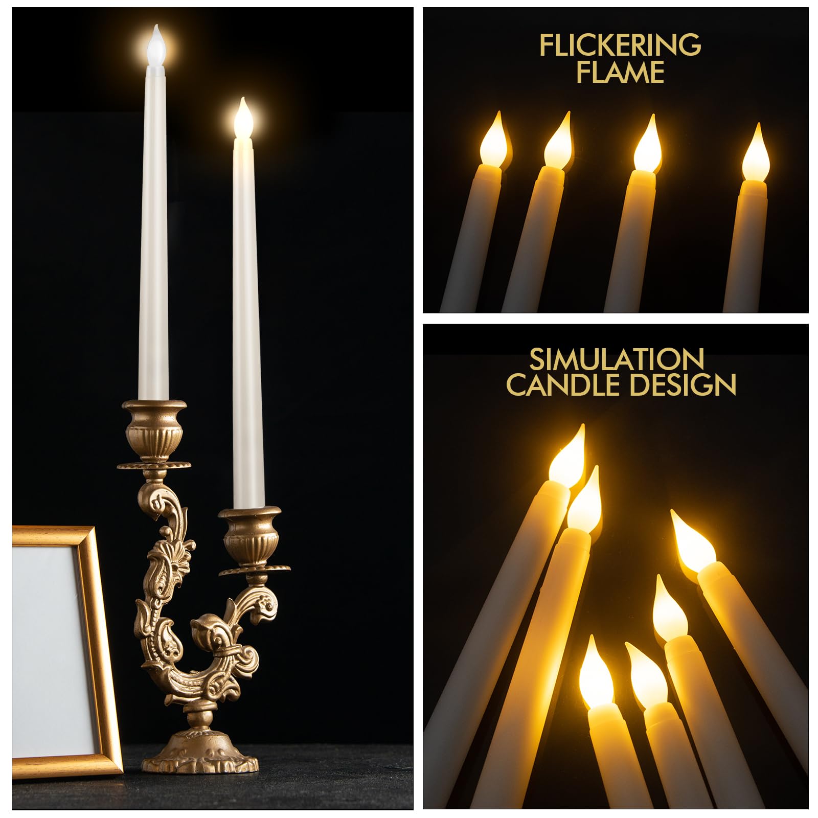 Bezpłomieniowe migoczące świece stożkowe LED, luzem, na baterie, na Boże Narodzenie, Halloween, urodziny, wesele, przyjęcie, kość słoniowa, 28 cm, 48 szt