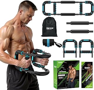 Twister Arm Trainer for Men, Chest Workout Equipment 5-Level Adjustable (40-130lb) with Ergonomic 27° Targets Biceps/Clip/Thigh, Portable Exerciser for Home Gym Travel Fitness