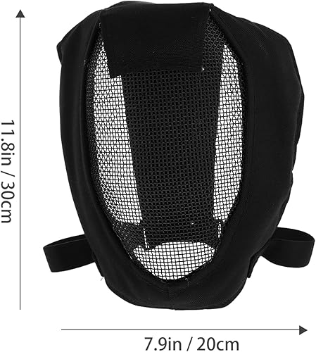 Miniatura 5 de Casco de esgrima cubierta facial de esgrima, máscara de malla metálica negra con protección para los oídos, correas ajustables
