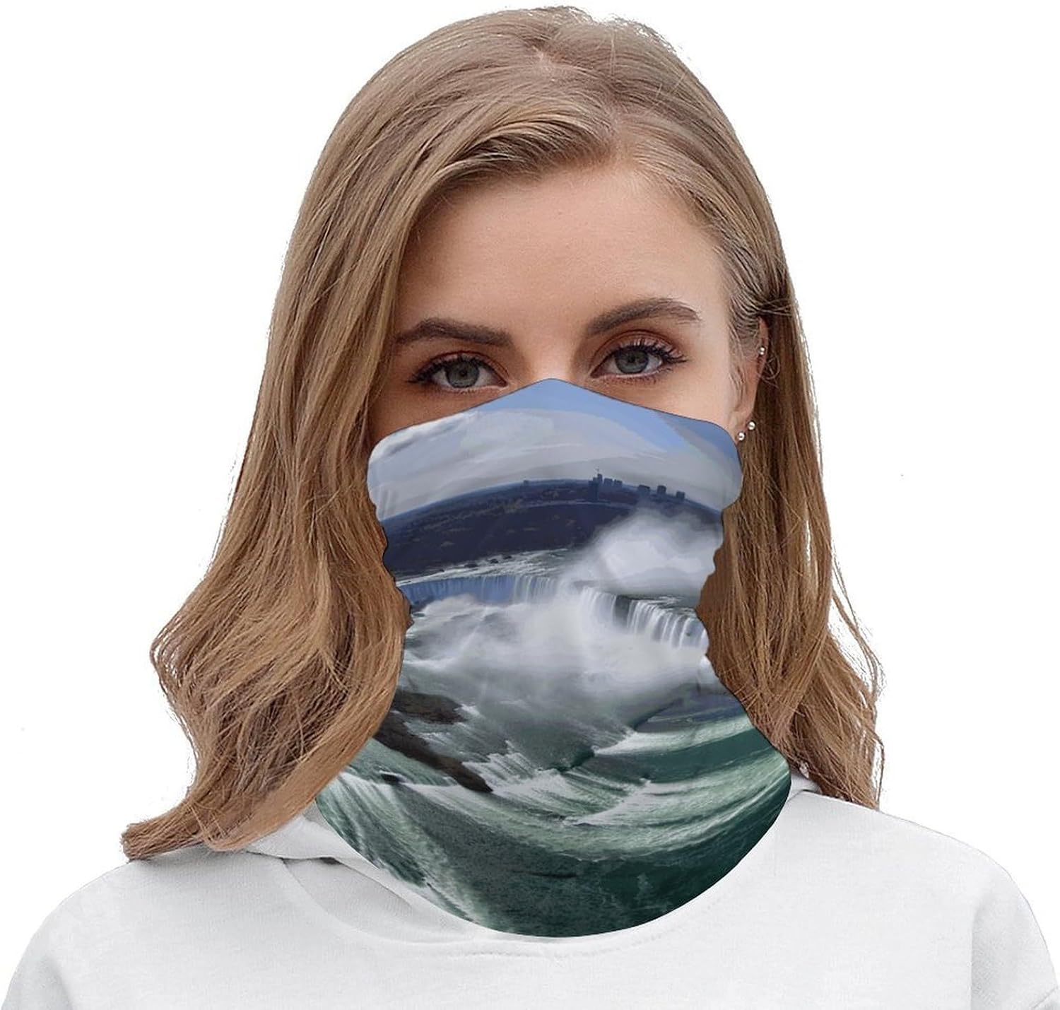 Upf 50+ Fishing Neck Gaiter Breathable Balaclava Half Face Mask Quick Dry Neckscarf Ski Mask Windproof Niagara Falls Face Covering for Sun Protection Outdoor
