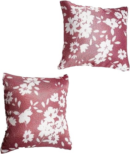 Miniatura 2 de Melody Jane Dolls Houses Cojines de casa de muñecas Rosa y Blanco Floral Square Scatter Almohada 1:12 Accesorio