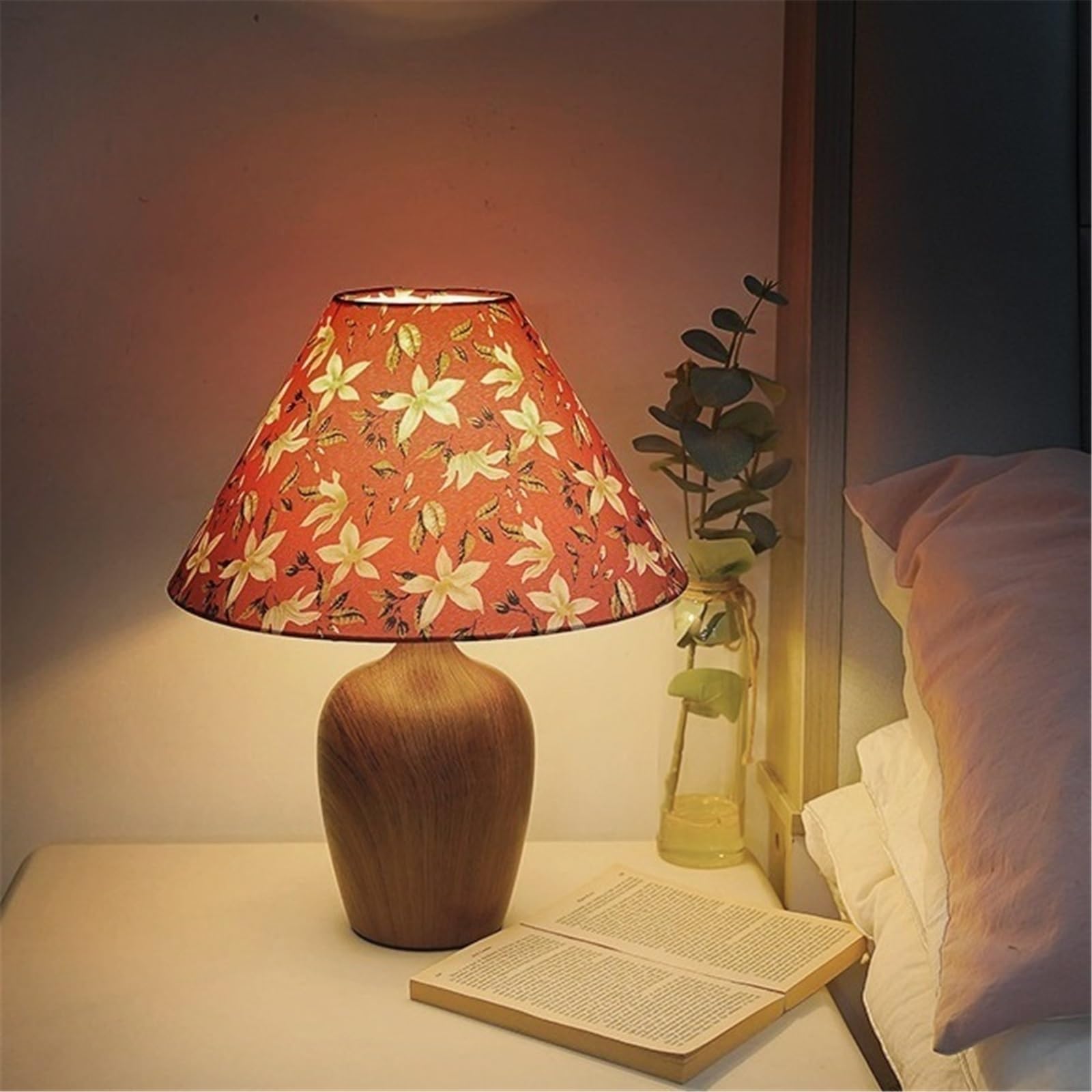 Lampy stołowe Vintage, kwiatowa lampa stołowa z podstawą