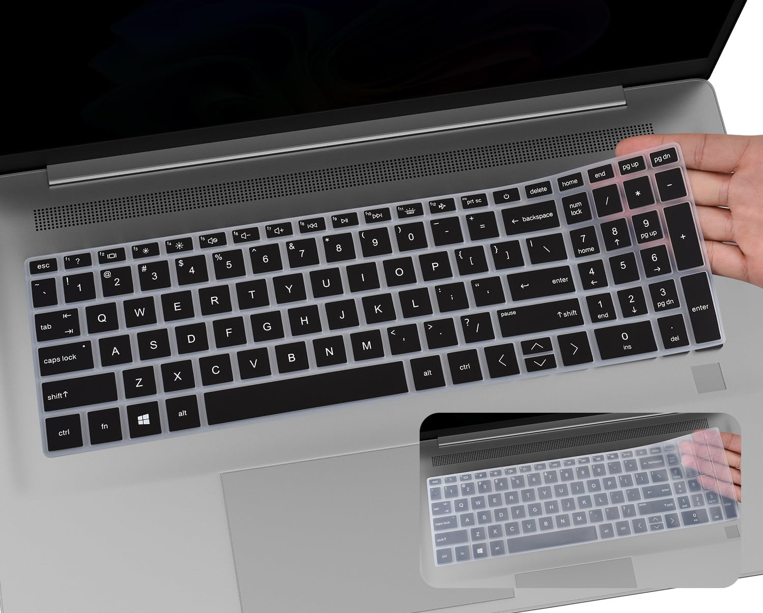 Protector de teclado silicona para laptop HP 17.3" 2 piezas miniatura 1