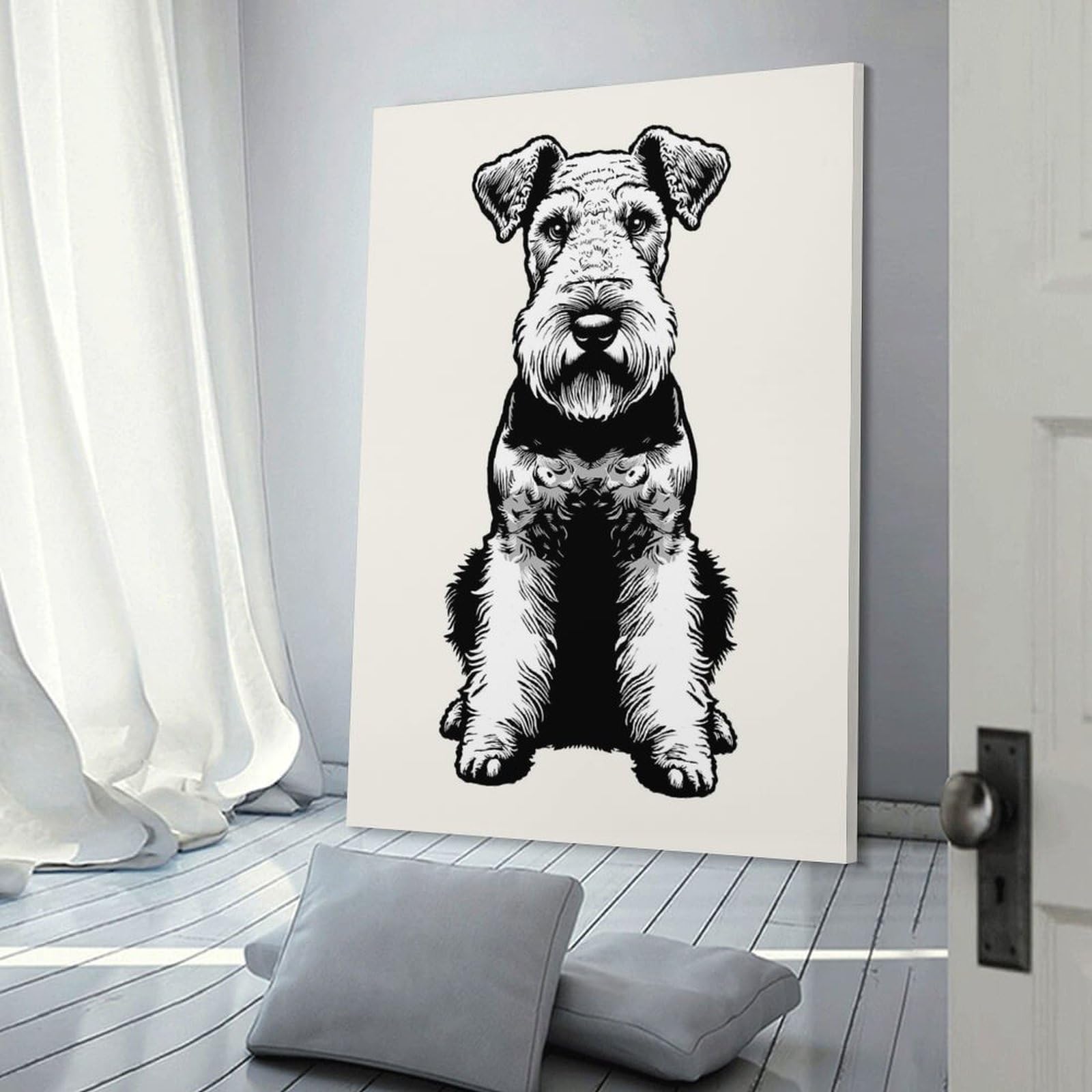 Junmoney Room Decor Wall Art Airedale Terrier(2), 24x36inch(60x90cm), for Home Lounge, Bedroom Or Reading Nook, Eye Catching Artwork for Blank Walls