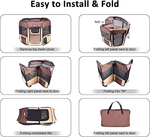 Miniatura 3 de JESPET - Parque de juegos para perros de 36 pulgadas, 45 pulgadas y 61 pulgadas portátil para perros con bolsa de transporte para cachorros, gatos,