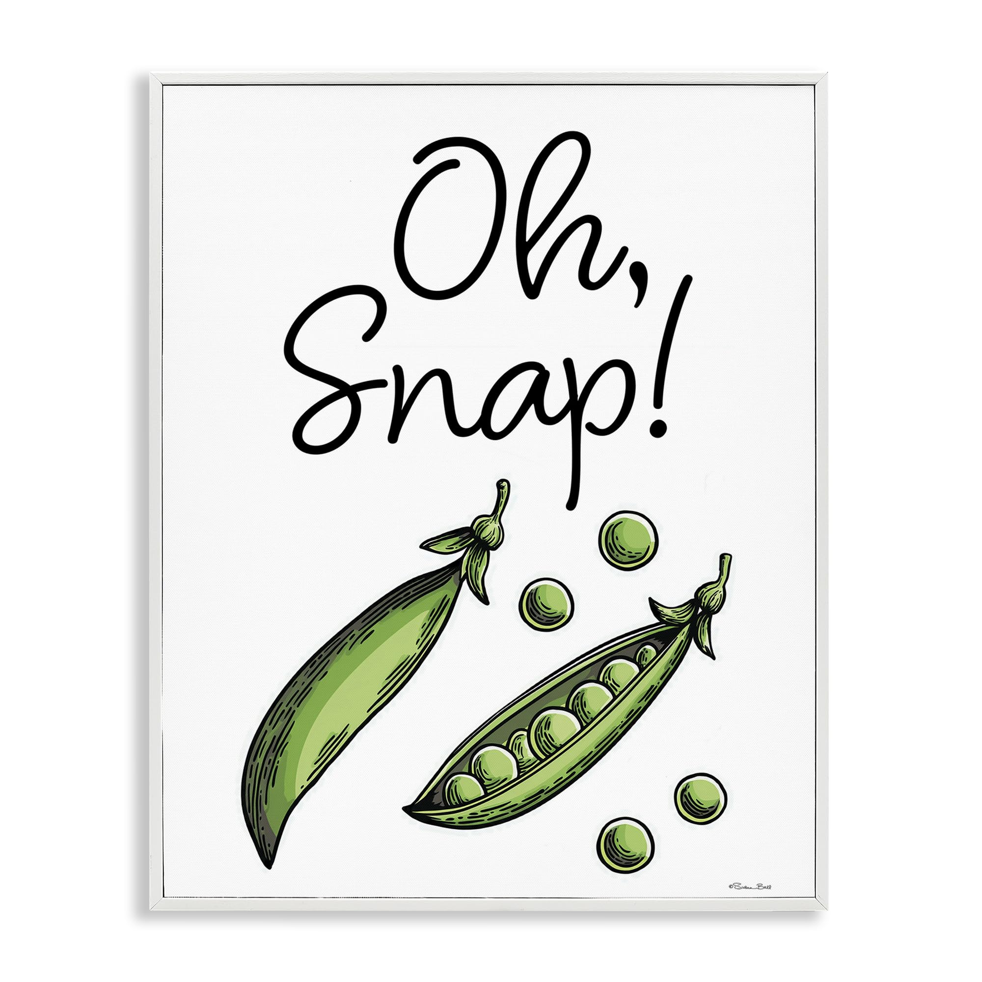 Stupell Industries Coastal White (Textured) 'Oh Snap Peas'| Framed Giclee Art