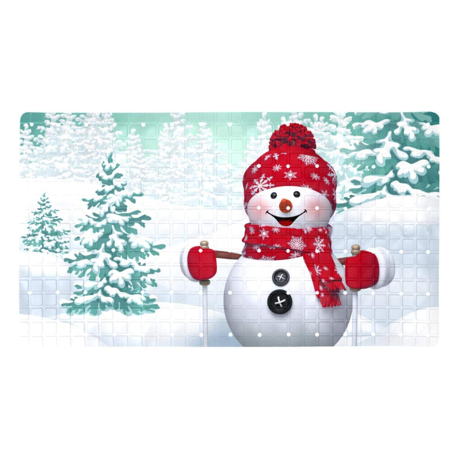 Alfombrilla de baño de muñeco de nieve con acabado resistente de 71 x 40 cm y alta adherencia