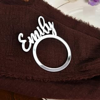 mxn Personalized Napkin Ring,Custom Name Sign Acrylic Napkin Ring,Table Ornament Guest Identifier Dinner Plate Decor Event Holder Banquet Dinner Party Favors for Wedding (Mirror Silver,12pcs)