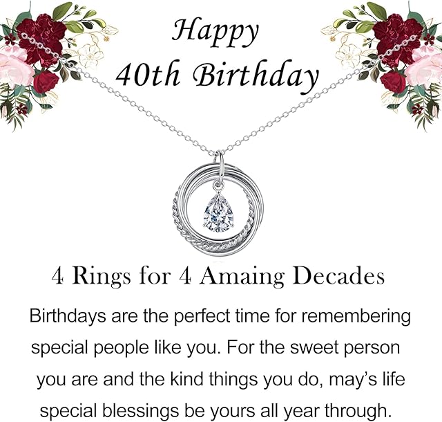VOSAP 30th 40th 50th 60th 70th Birthday Gifts for Women, Best Friend Birthday Gifts, Sterling Silver Chain Necklace Jewellery 30th 40th 50th 60th 70th Birthday Gifts for Her Daughter Mum Sister