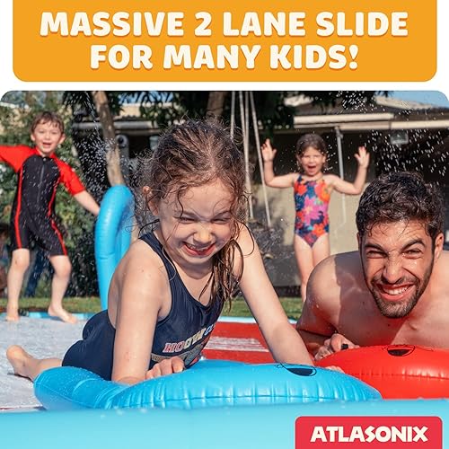 Miniatura 3 de Atlasonix Tobogán y tobogán de 21 pies para niños, tobogán de agua para patio trasero de niños, toboganes inflables para niños y adultos, toboganes