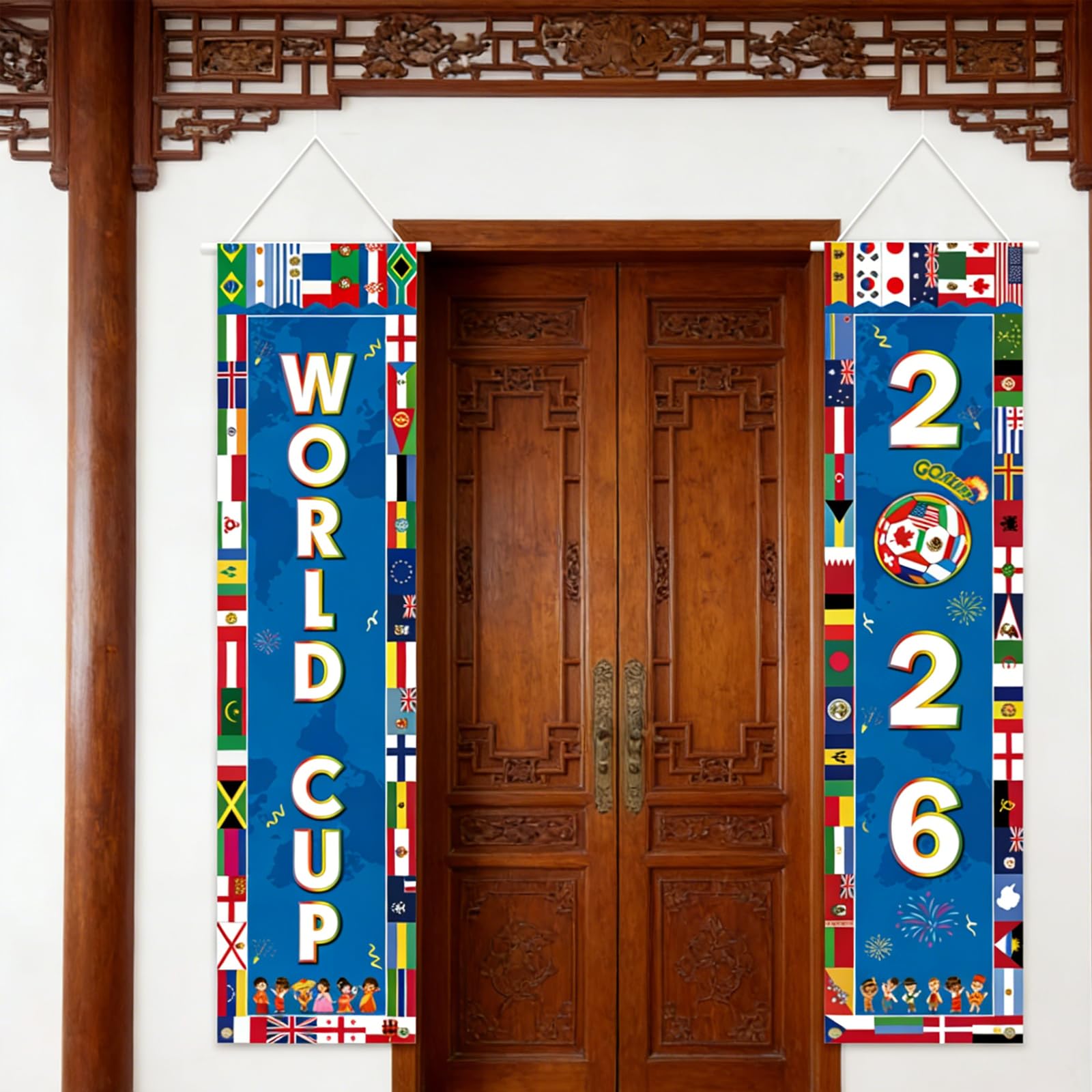 World Cup Football 2026 Decorations Door Banner World Cup Theme for Sports Events Home Wall Porch Front Door Backdrop Easy to Hang and Reusable for Football Fans, Parties and Celebrations 120x30cm — view 5