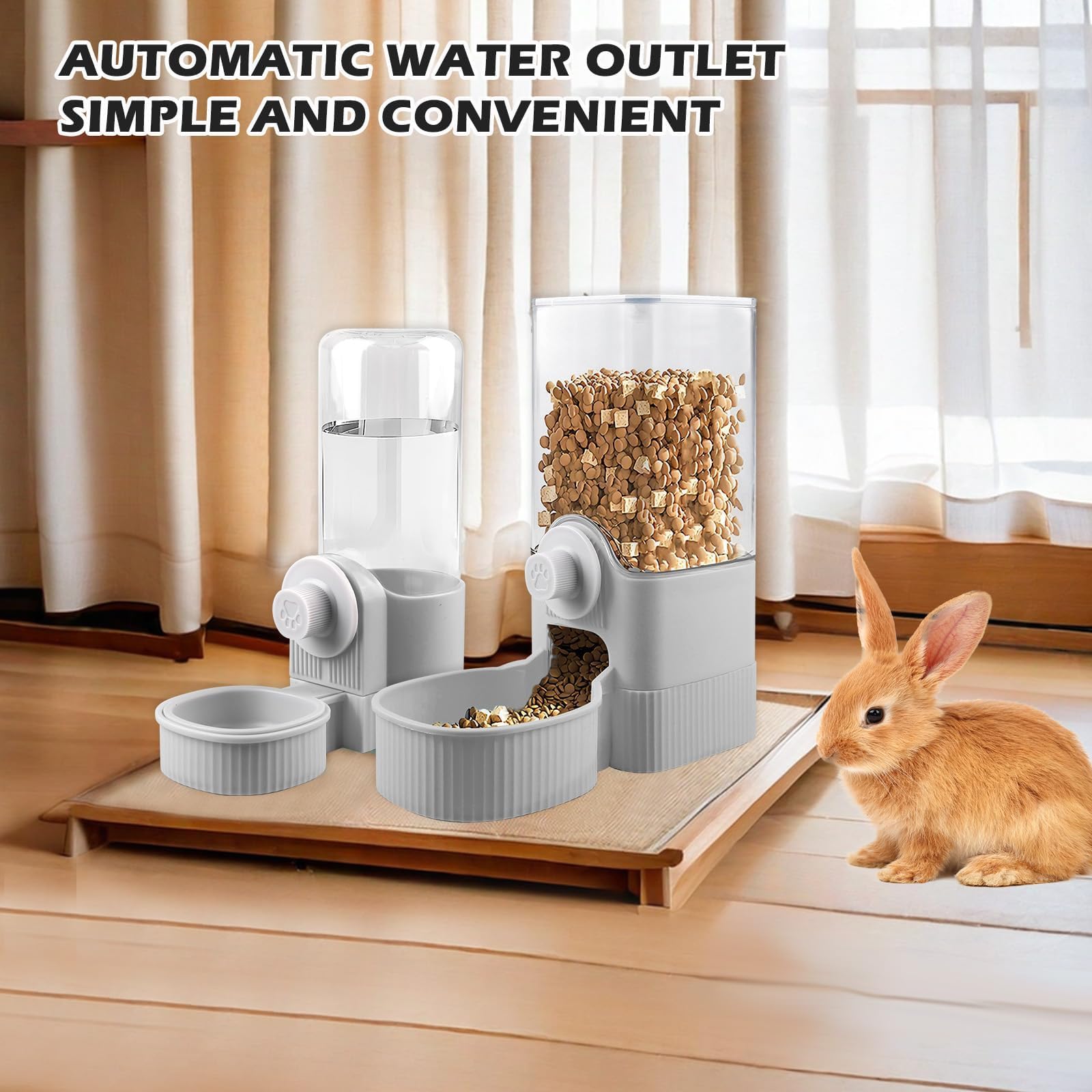 1200 ML 2 pcs Distributeur d'eau Automatique pour Lapin, Distributeur d'eau Automatique pour Oiseaux, Abreuvoir Et Alimentateur Automatique, Biberon Lapin, Mangeoire à Eau Automatique Lapins