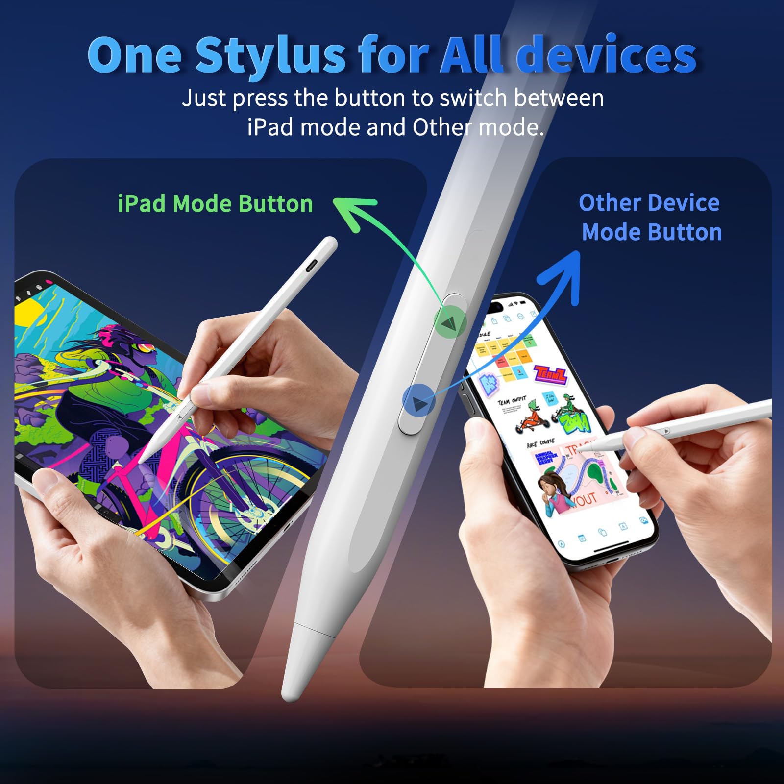 Lápiz para iPad para pantallas táctiles iOS y Android, lápiz capacitivo de carga rápida de 10 minutos para Apple iPad Pro, Air, Mini, (rechazo de palma), iWatch, iPhone, Samsung, tablet y todos los