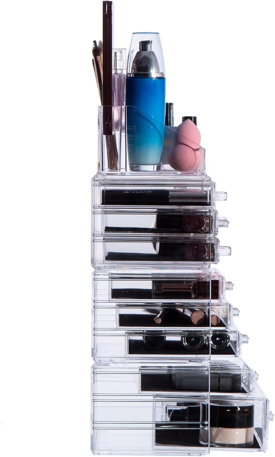 pengkeメイクアップオーガナイザー大容量アクリル化粧ストレージ引き出しとジュエリー表示ボックス