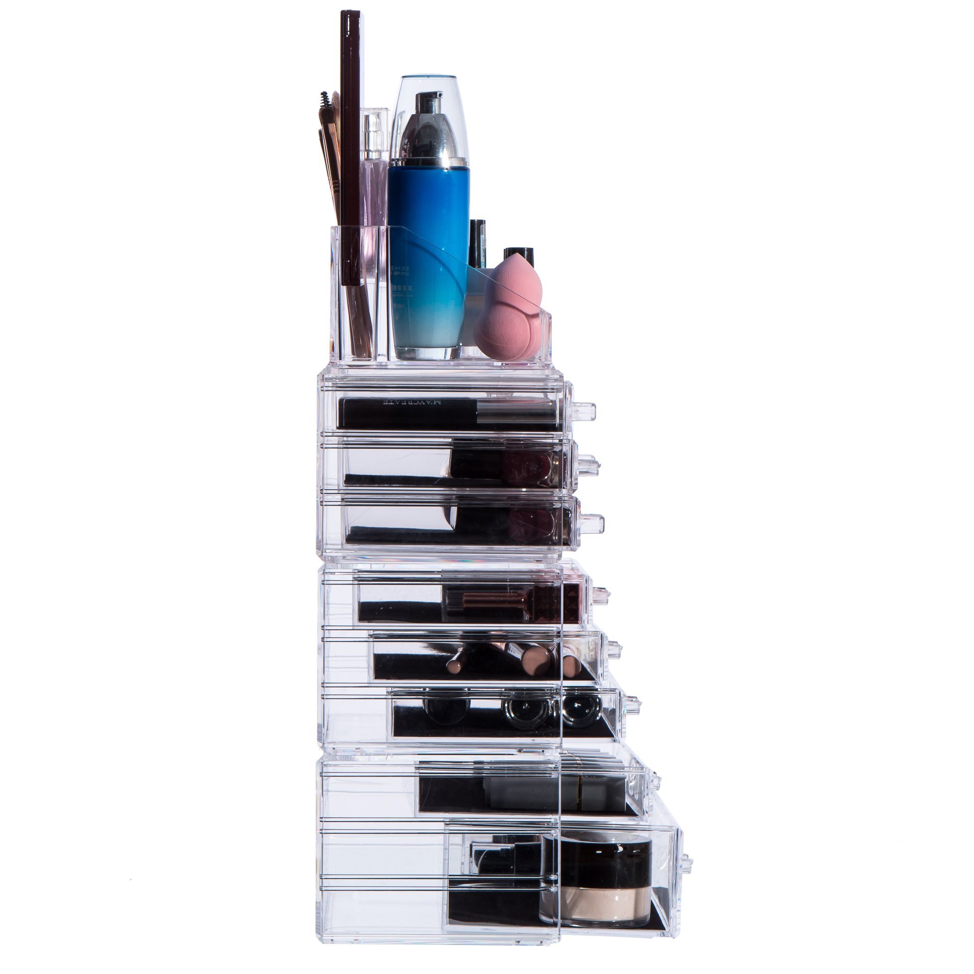 PengKe Organizador de maquillaje acrílico de gran capacidad, cajones de almacenamiento y caja de exhibición de joyas