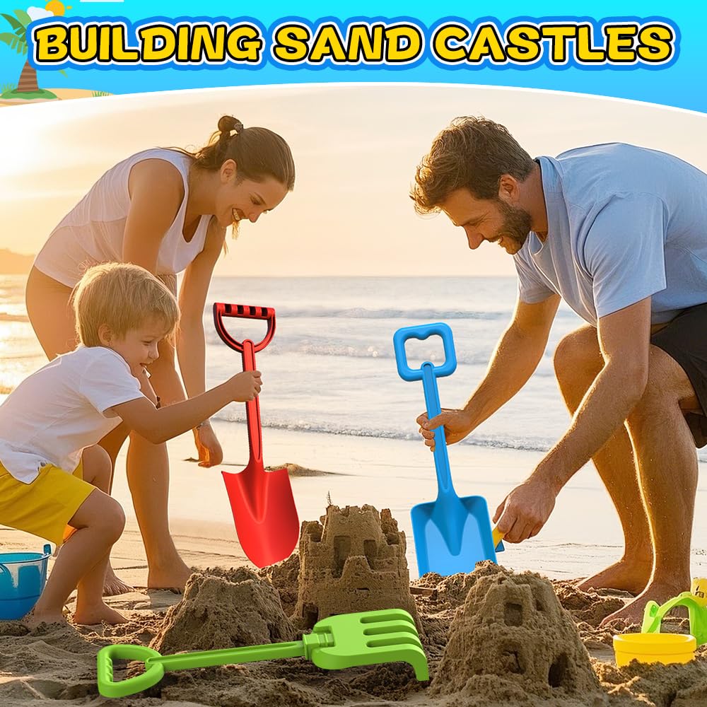 Jumbo Beach Shovels Spade Toys Set for Kids 16" Long Sturdy Handle ABS Plastic Sand Scoop - Image 4