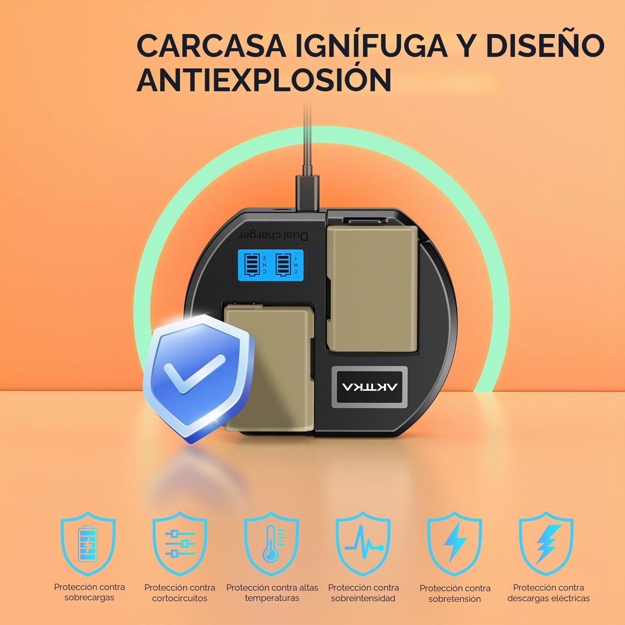 Batería EN-EL14/EL14a (Pack de 2) & Cargador Dual USB – 1680mAh Alta Capacidad para Nikon D3100/D3200/D3300/D3400/D3500, Coolpix P7000/P7100/P7700/P7800 y Más