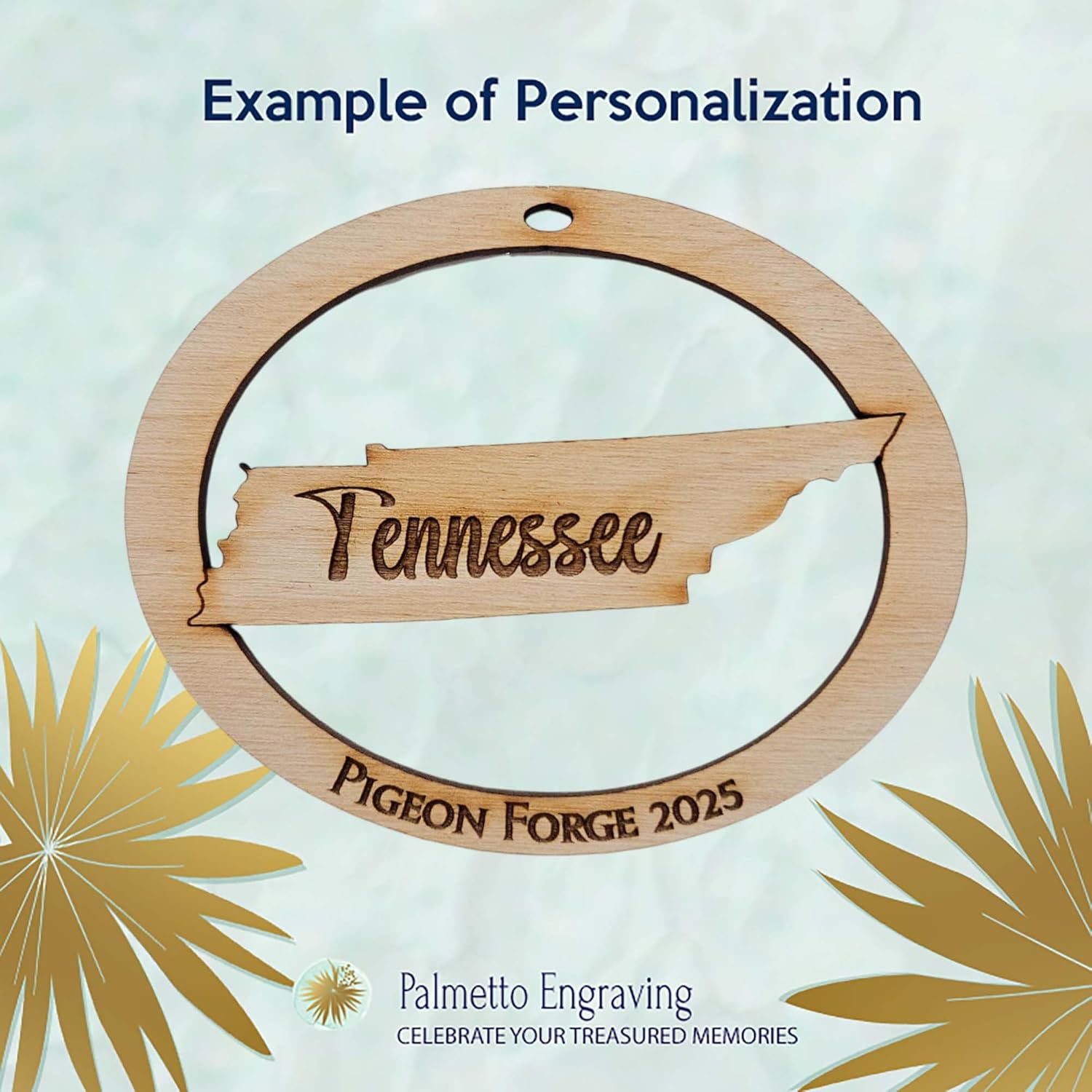 10PK Personalized Tennessee Ornaments for Christmas Tree, Volunteer State Keepsakes, Decorations and Souvenirs