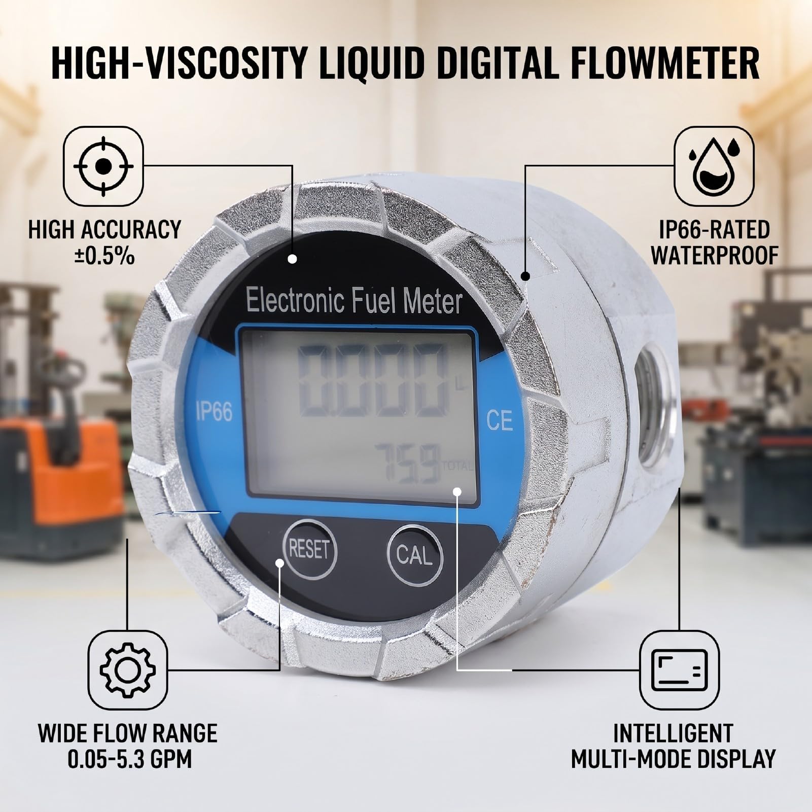 Topiky Medidor de Flujo de Engranaje Digital Confiable para Medir Aceite y Líquidos de Alta Viscosidad Precisión ±0,5% Aluminio Fundido 1 Unidad