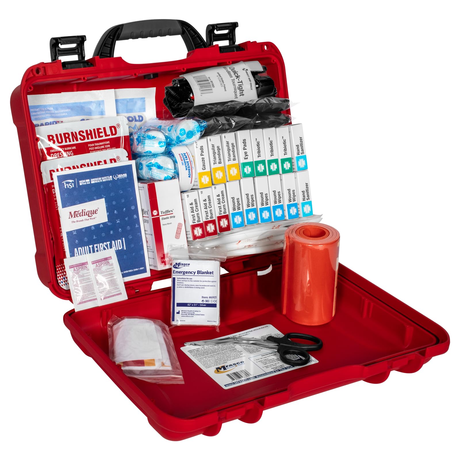 MFASCO Waterproof Rugged First Aid Kit 2021 OSHA Class B & 2024 EM385-1-1 Approved, Rugged Case for Construction & Work Sites