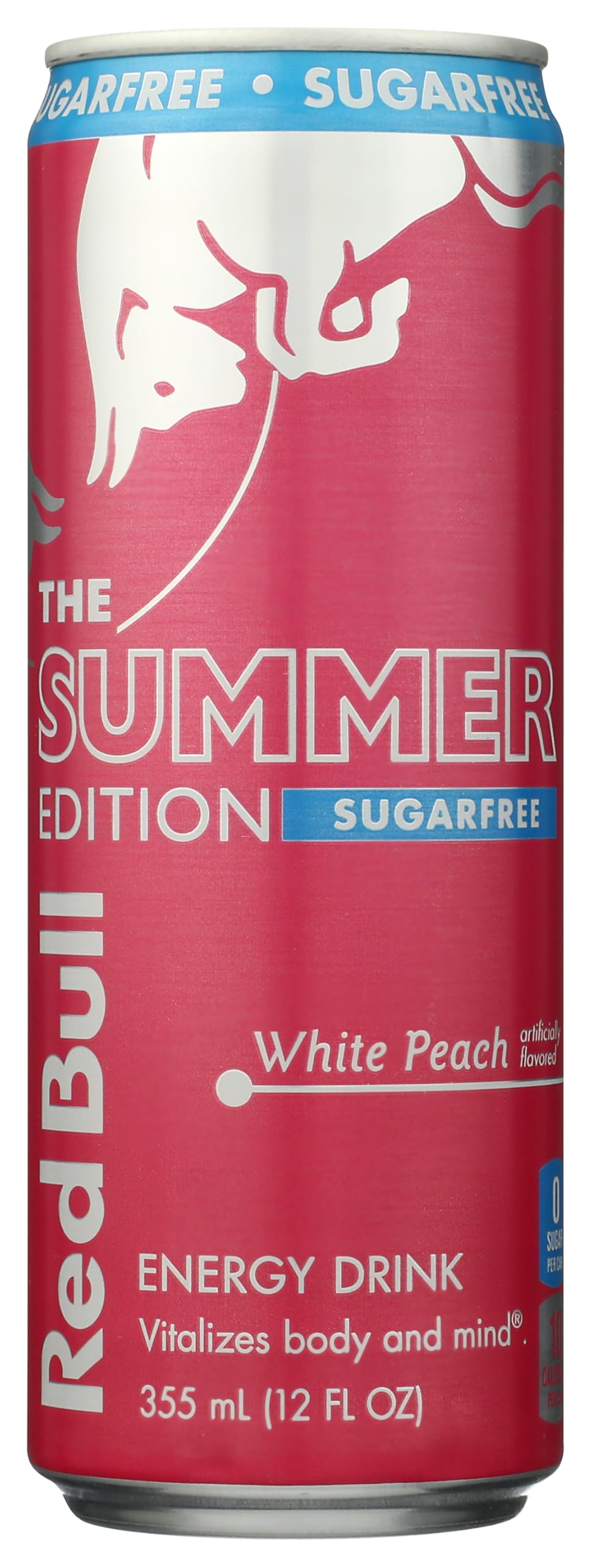 Red Bull Sugar-Free White Peach Summer Edition Energy Drink, with 114mg Caffeine plus Taurine & B Vitamins, 12 Fl Oz Can