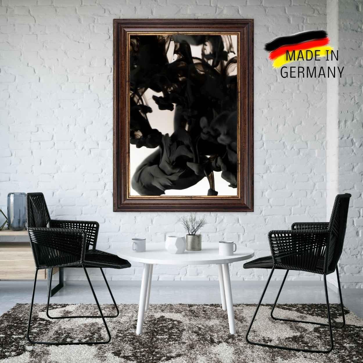 CLAMARO "PRAG" ramka na zdjęcia w stylu antycznym 50 x 60 cm, lite drewno, brązowo-złota, szerokość 60 mm, shabby chic, vintage, barokowa listwa, drewniana rama ze szkłem akrylowym, tylną ścianką,