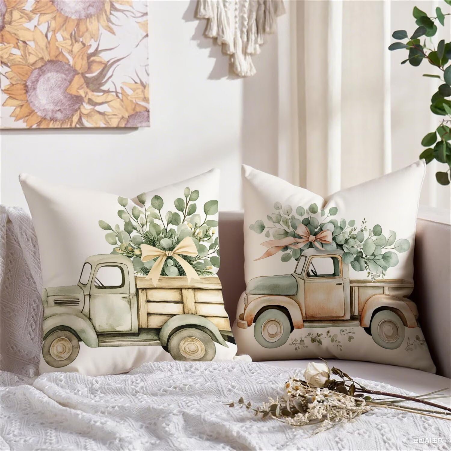 Federa per cuscino da esterno, impermeabile, beige, 90 x 90 cm, in lino, decorativa, quadrata, con stampa su entrambi i lati, cuscino da giardino per soggiorno, decorazione per la casa, regalo da