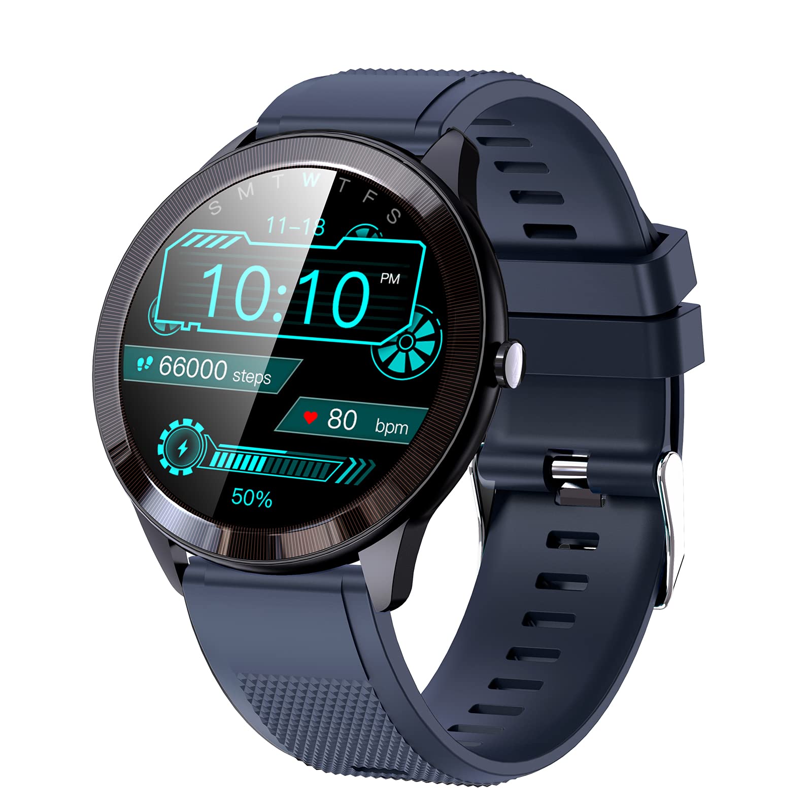 Reloj inteligente, 1.28''HD Fitness Tracker con pantalla táctil Monitor de ritmo cardíaco Cámara Control de música, reloj deportivo Bluetooth para mujeres y hombres, IP68 impermeable SmartWatch