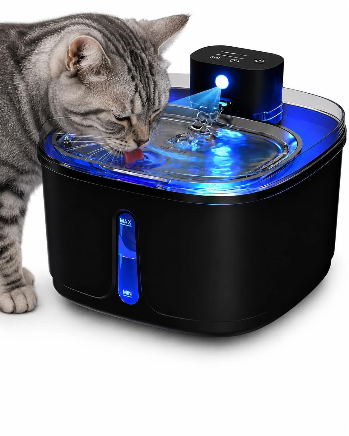 Fontaine à Eau pour Chat 3,2L, Batterie Rechargeable, Détection de Mouvement, Pompe Silencieuse