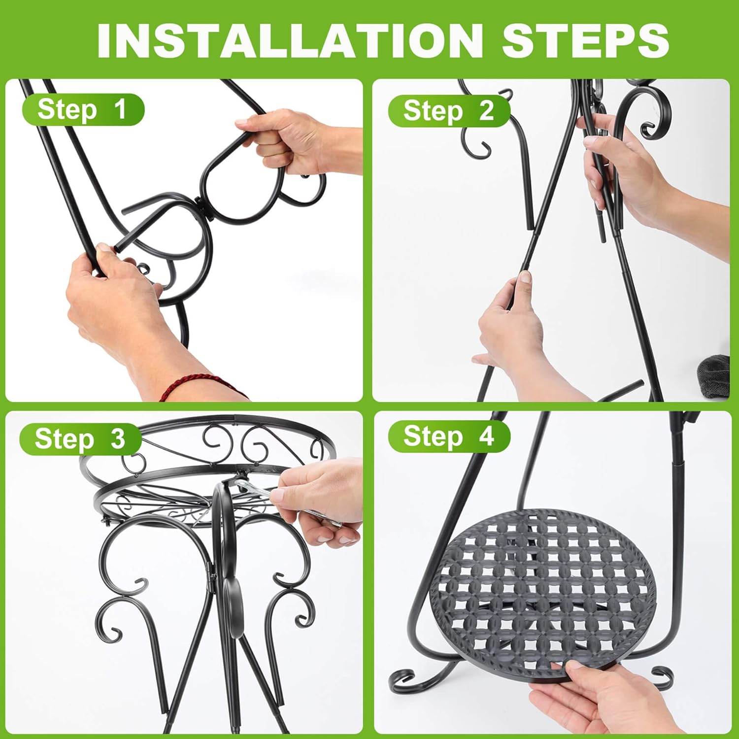 Metal Corner Plant Stand Indoor - 2 Tier Tall Potted Flower Pot Stand Outdoor Multiple Tiered Rustproof Iron Holder Heavy Duty Plant Rack Round Suport Shelf for Balcony Garden Patio Enterway